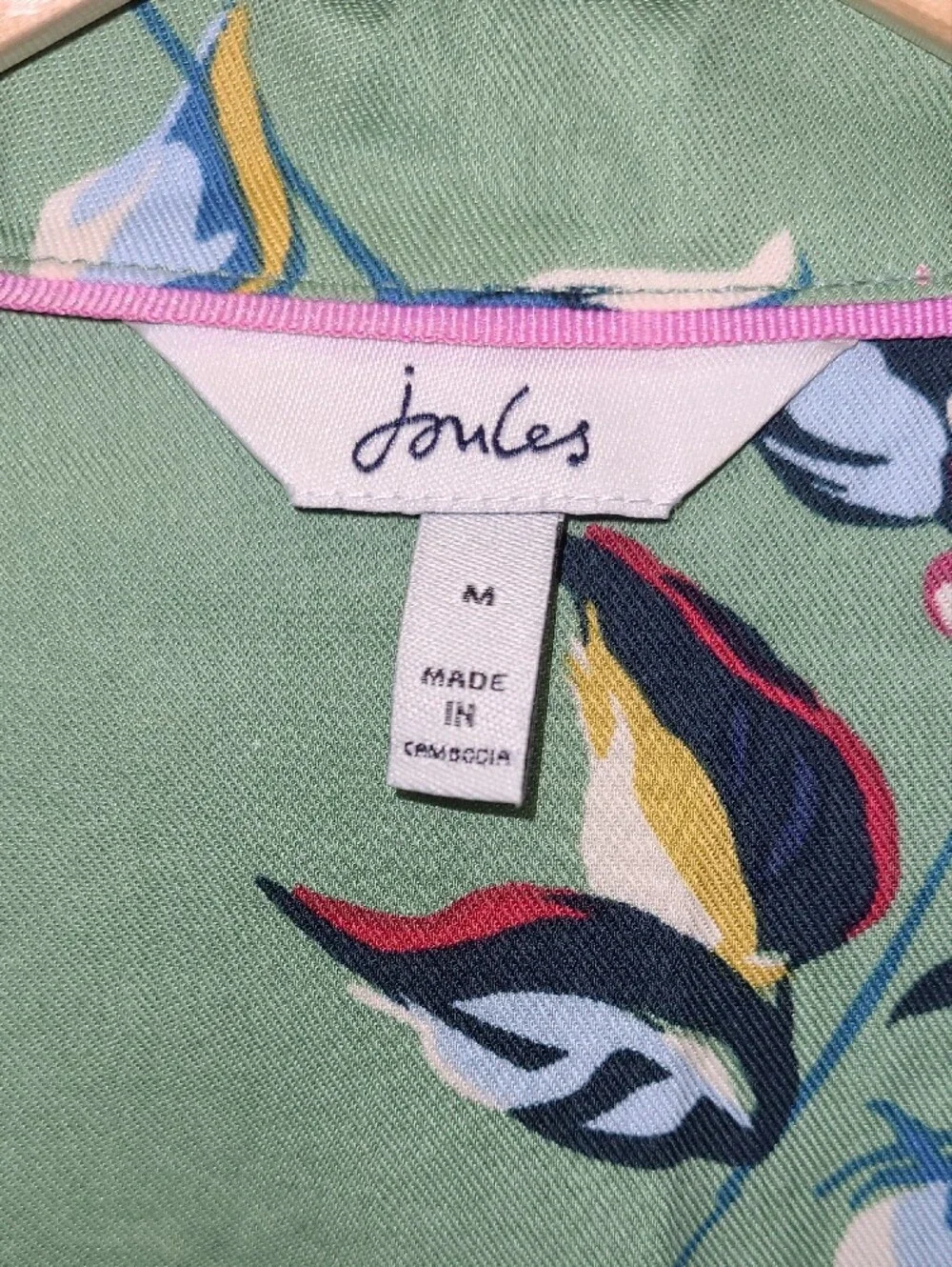 Joules Sleeptight Light Greenflo Cotton Green Mint Floral Pajama Set w/Pink Trim